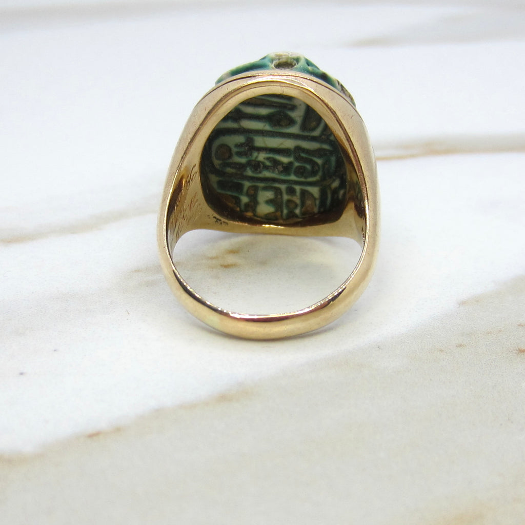 Antique Victorian 14k Gold Scarab Ring With Letter Provenance Inscribed 1897