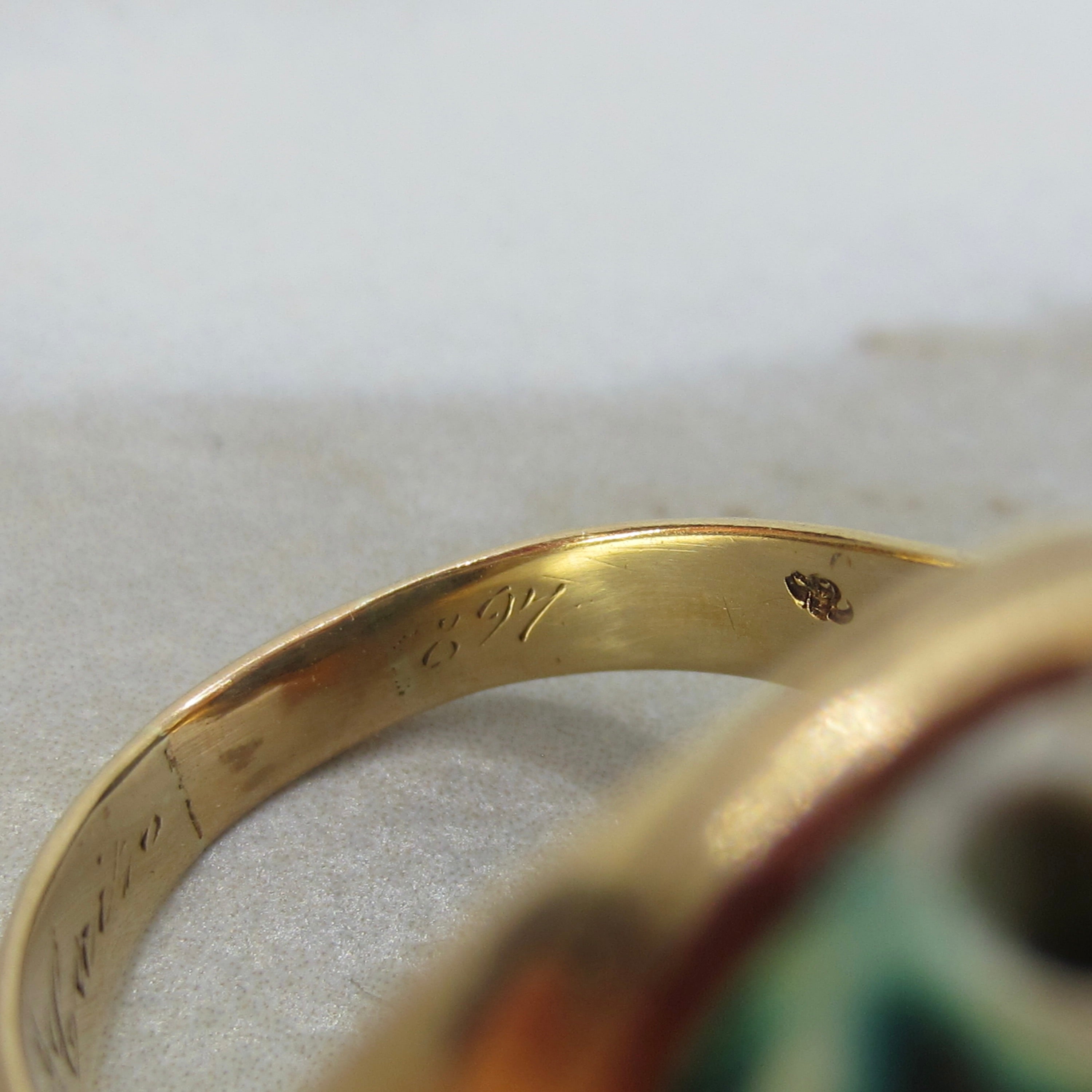 Antique Victorian 14k Gold Scarab Ring With Letter Provenance Inscribed 1897