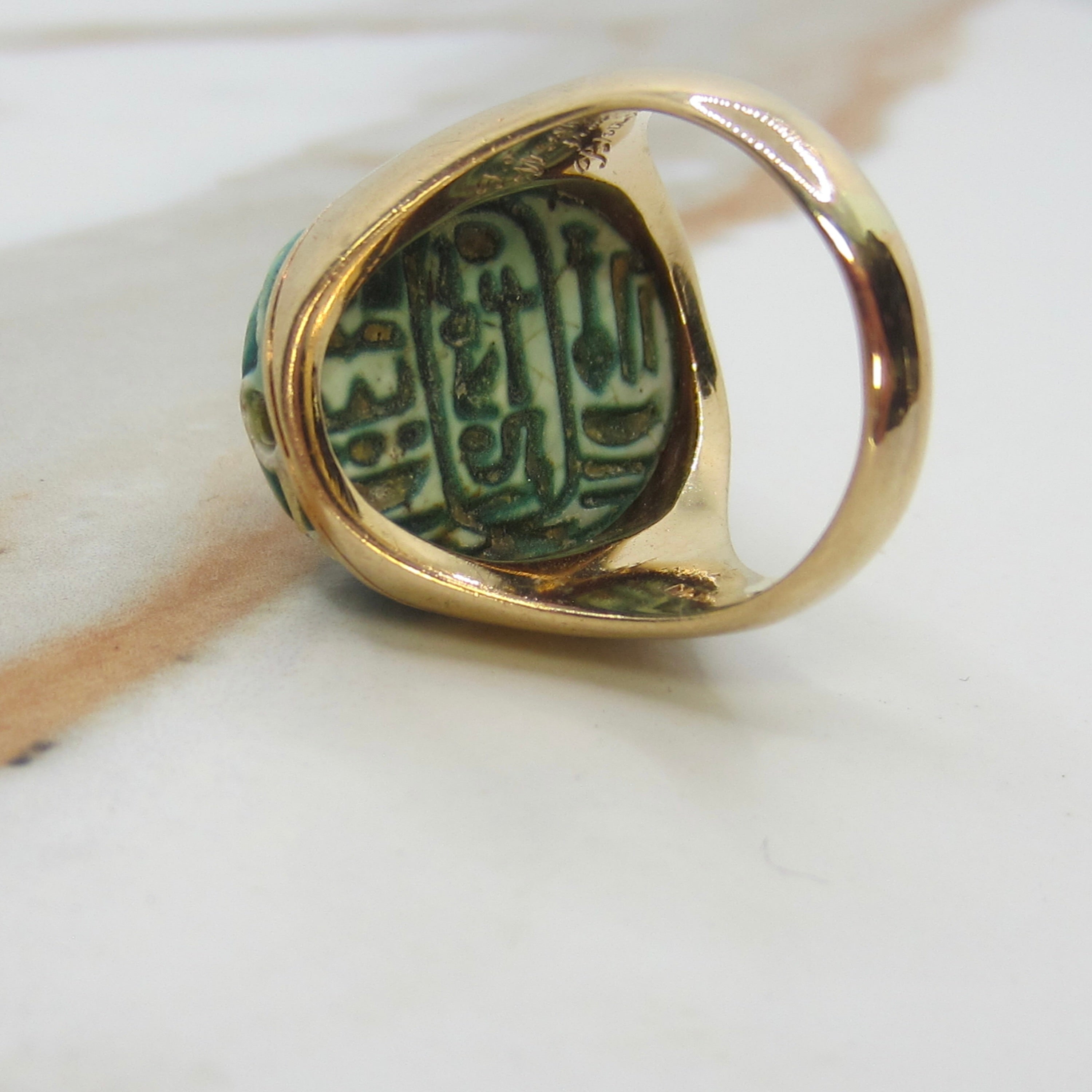 Antique Victorian 14k Gold Scarab Ring With Letter Provenance Inscribed 1897