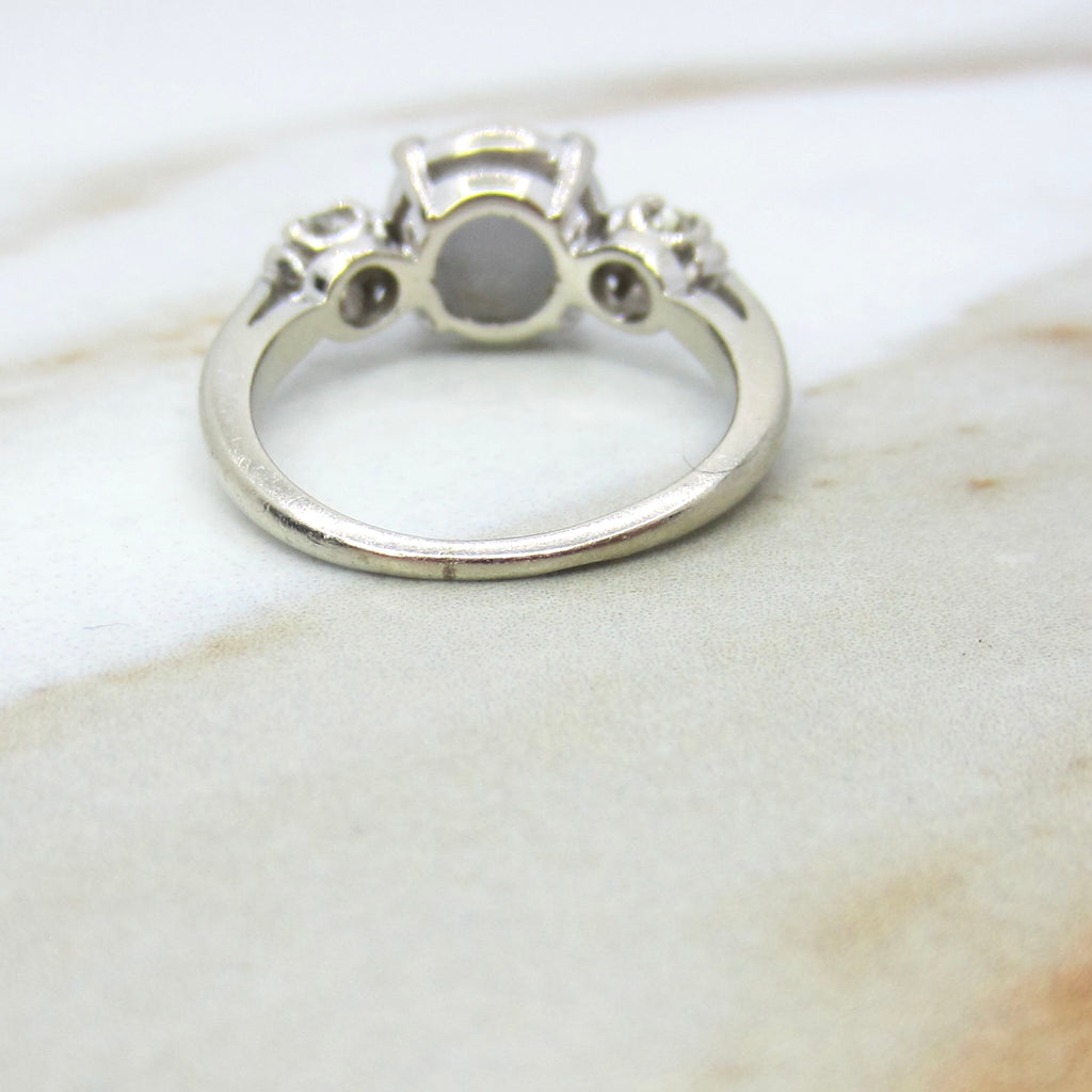 Vintage 14k White Gold Star Sapphire and Diamond Ring c.1950s