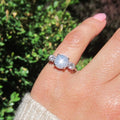 Vintage 14k White Gold Star Sapphire and Diamond Ring c.1950s