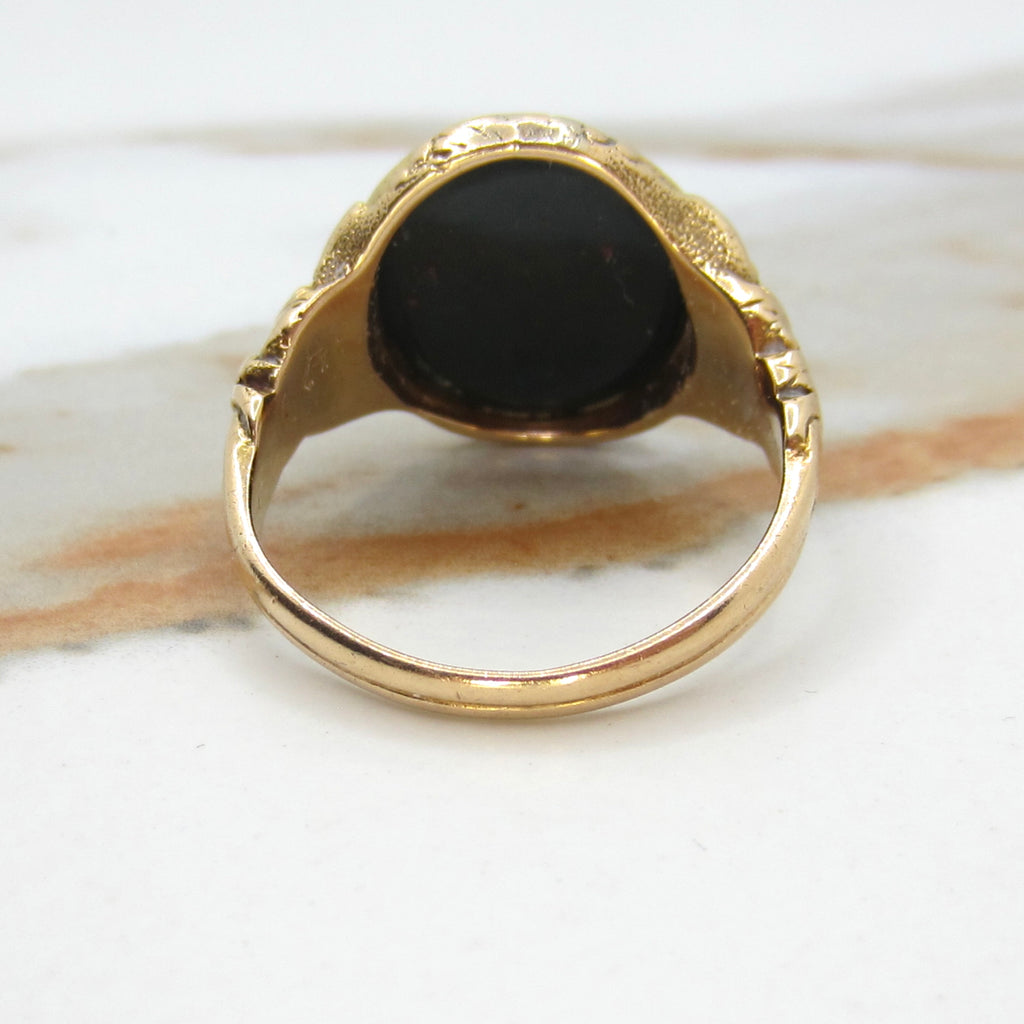 Antique 15k Gold Bloodstone Signet Ring British Hallmarks 1863