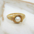 Vintage 18k Gold French Cultured Pearl Ring c.1960s