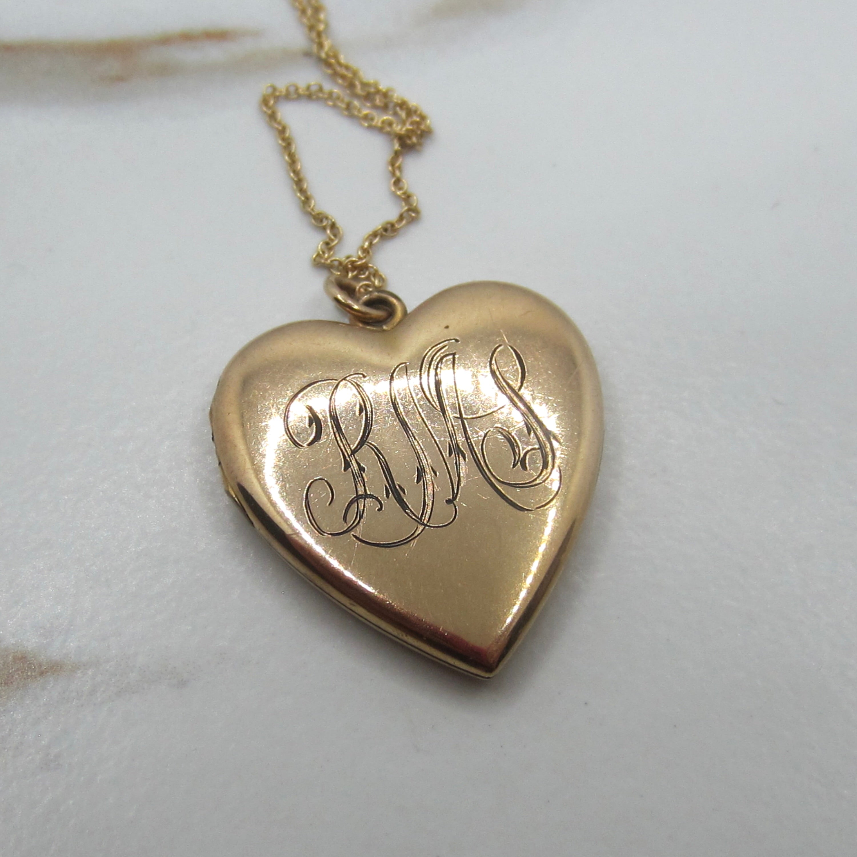 Antique Heart Locket / Large Edwardian Gold Filled Heart Locket With Initials c.1910