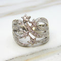 Vintage 14k White Gold Natural Diamond Shooting Star Ring Celestial Jewelry c.1980s