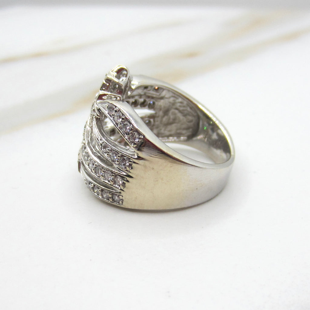Vintage 14k White Gold Natural Diamond Shooting Star Ring Celestial Jewelry c.1980s
