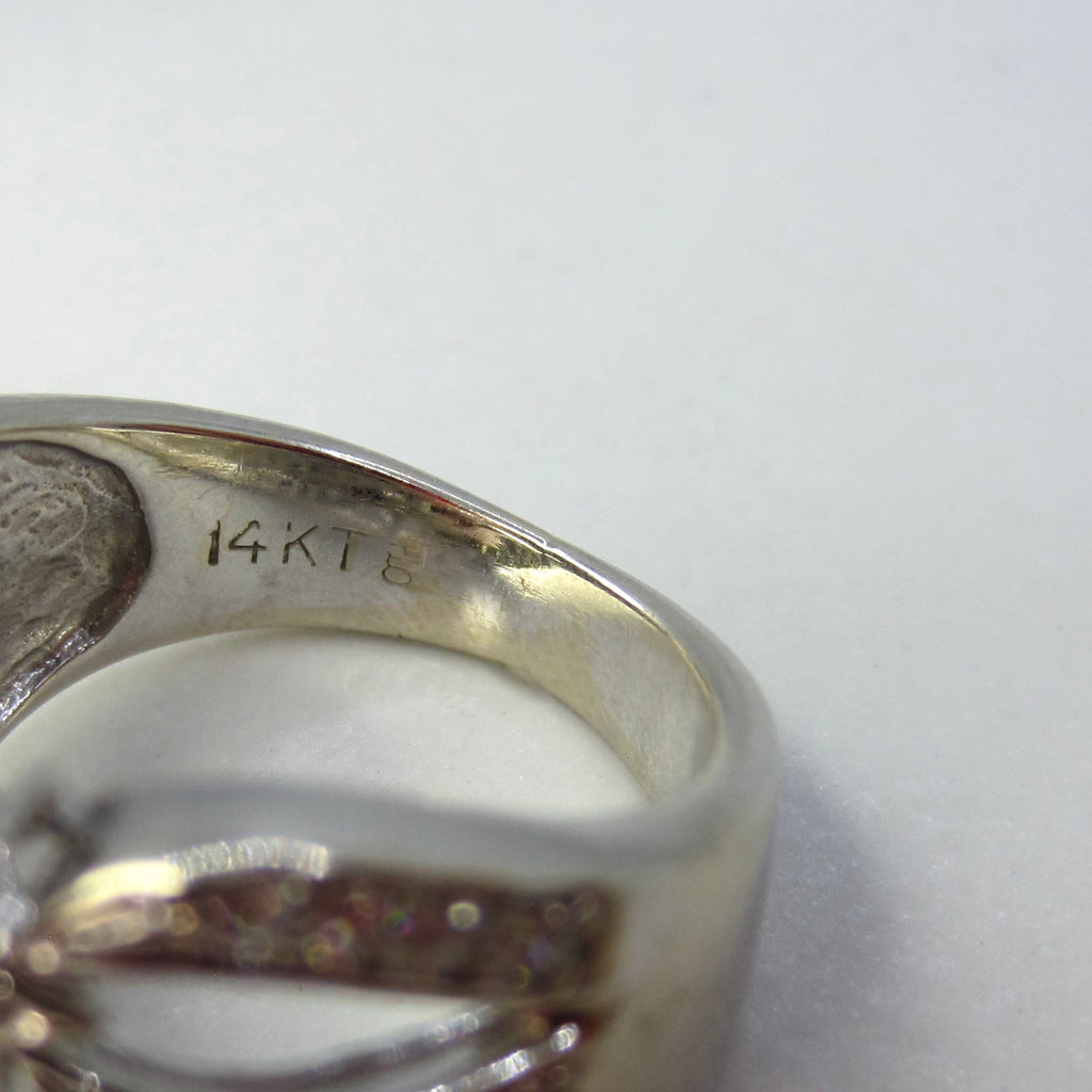 Vintage 14k White Gold Natural Diamond Shooting Star Ring Celestial Jewelry c.1980s