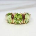 Vintage 14k Gold Peridot Three Stone Ring c.1990s