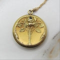Antique Edwardian Gold Filled Rose Locket With Paste Stone c.1901