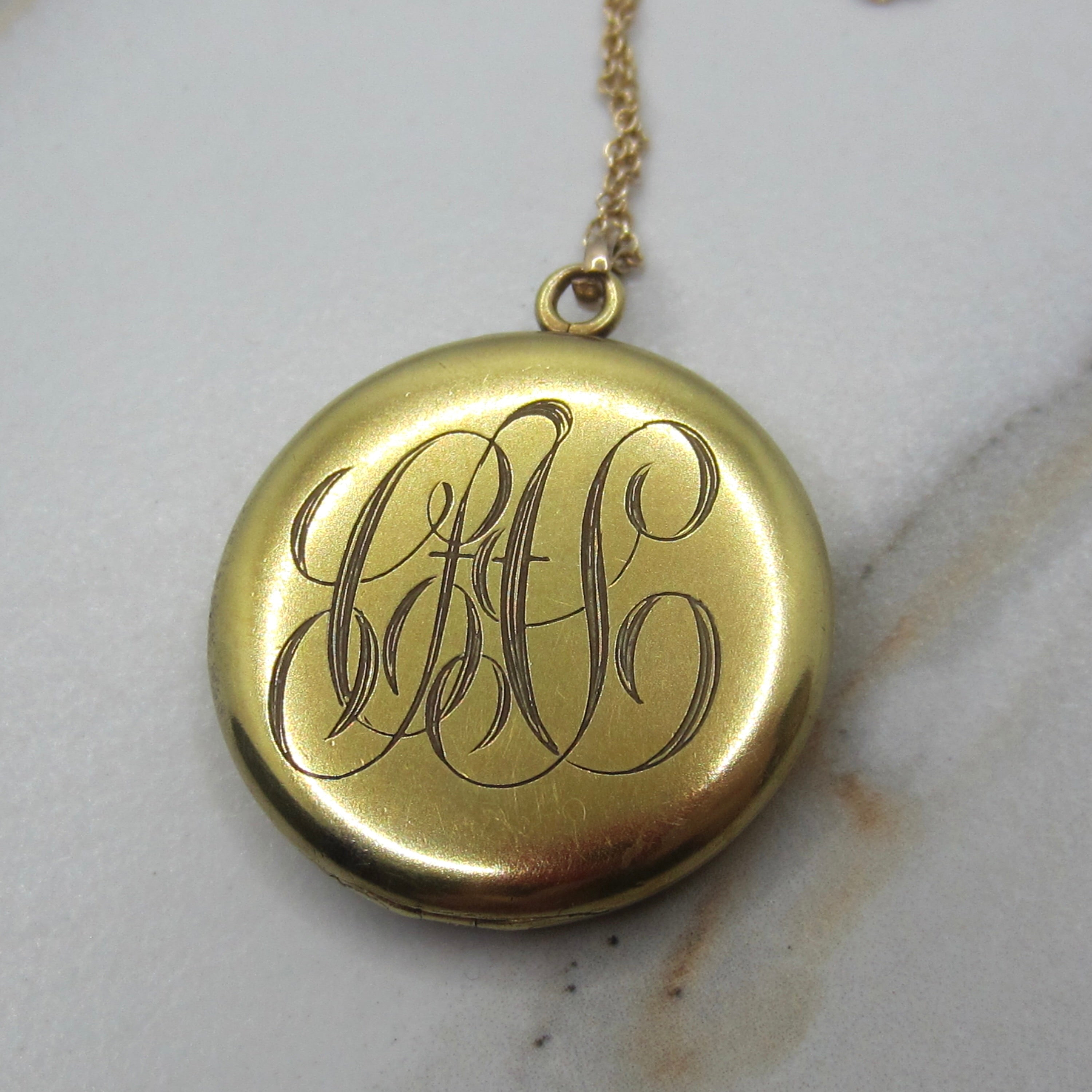 Antique Edwardian Gold Filled Rose Locket With Paste Stone c.1901