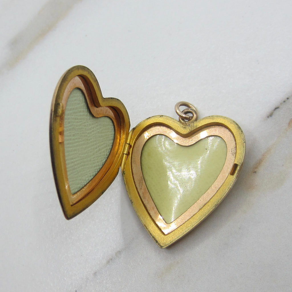 Antique Heart Locket / Large Edwardian Gold Filled Heart Locket With Initials c.1910