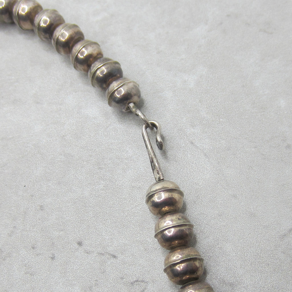 Vintage Navajo Sterling Silver Turquoise Squash Blossom Necklace, Circa 1970s
