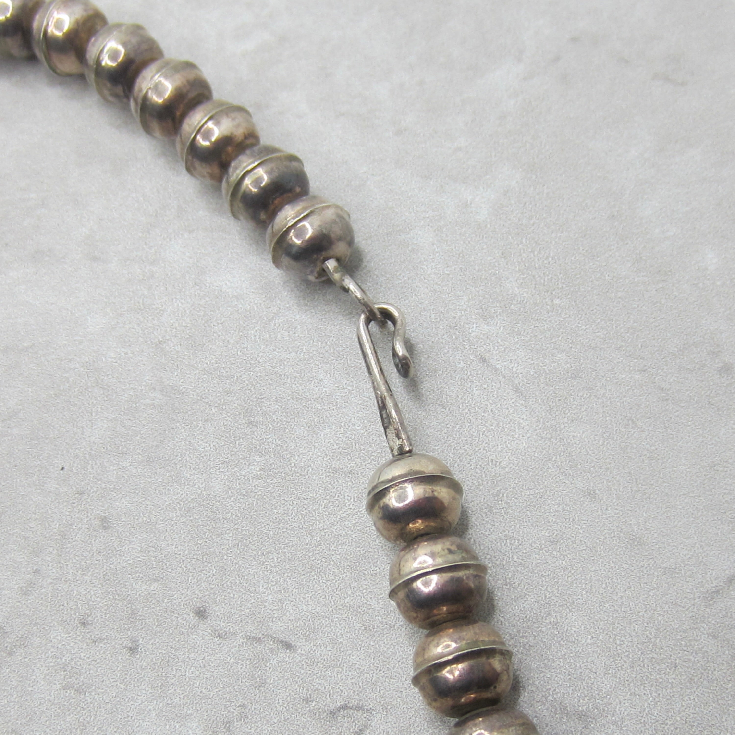 Vintage Navajo Sterling Silver Turquoise Squash Blossom Necklace, Circa 1970s