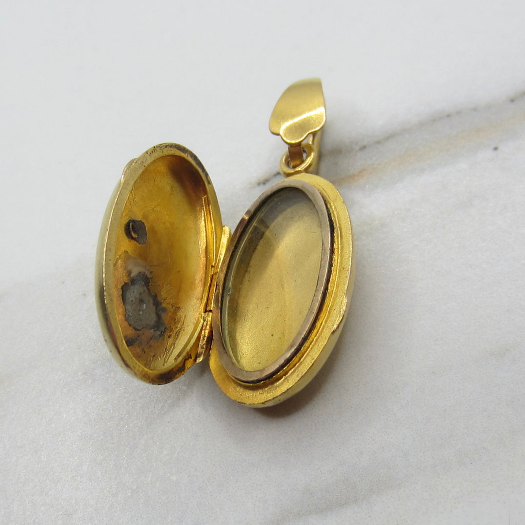 Antique Victorian 14k Gold and Turquoise Crescent Moon Locket c.1890s