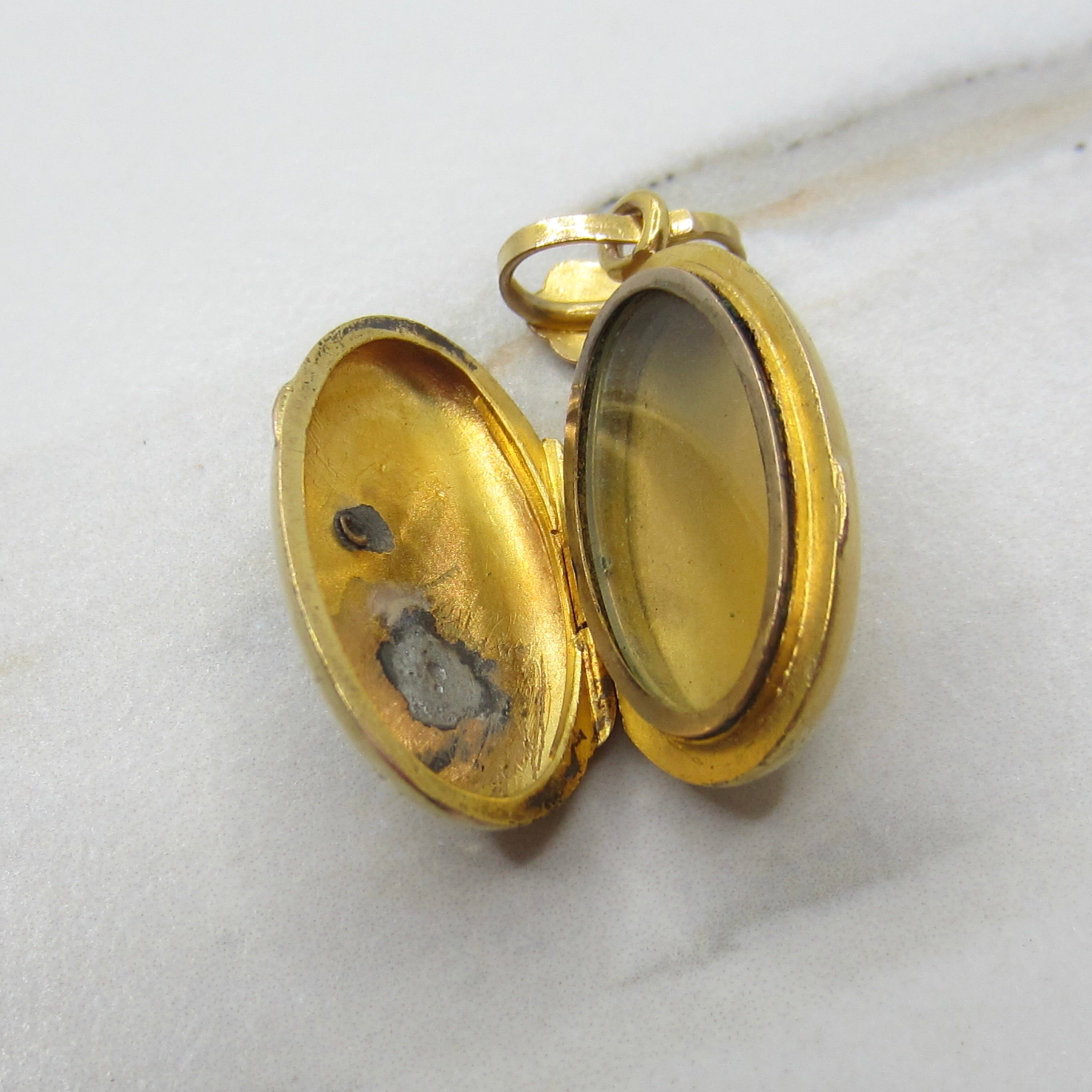 Antique Victorian 14k Gold and Turquoise Crescent Moon Locket c.1890s