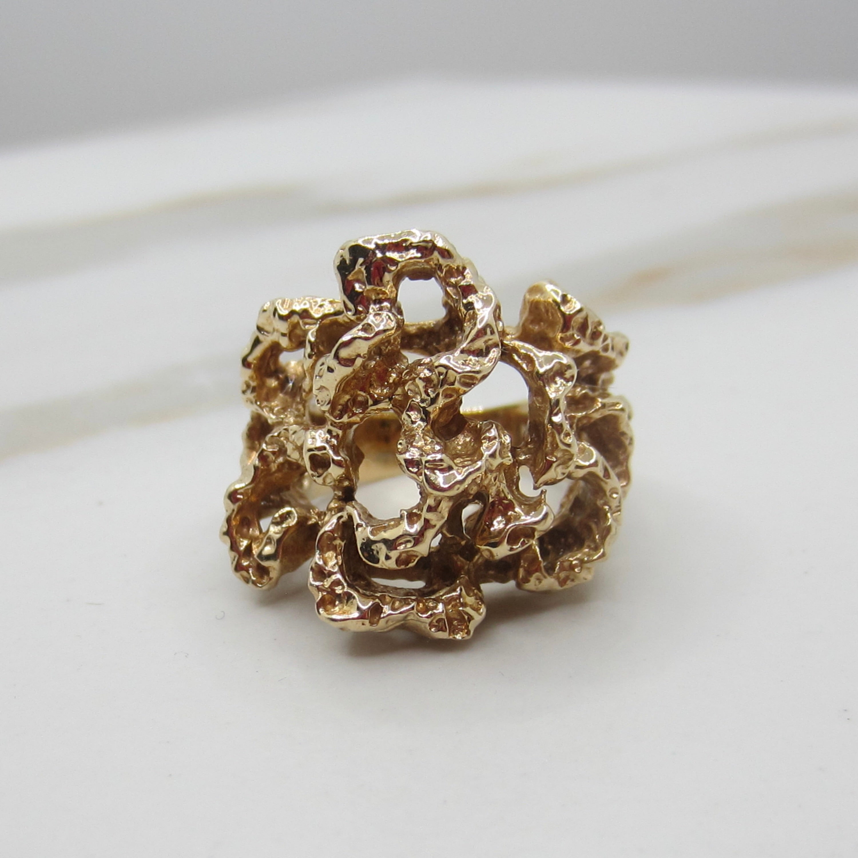 Vintage 14K Gold Organic Brutalist / Modernist Ring c.1970s