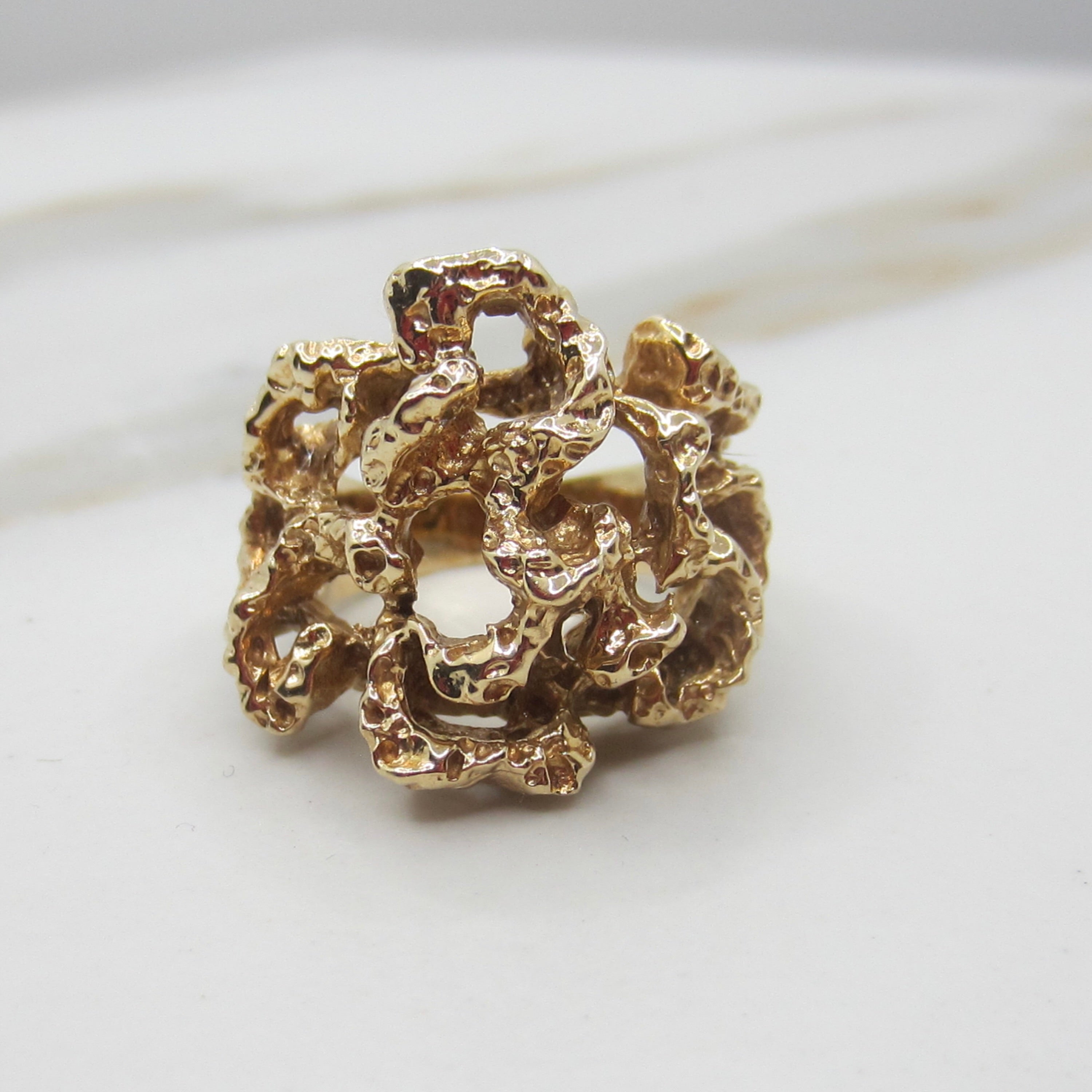 Vintage 14K Gold Organic Brutalist / Modernist Ring c.1970s