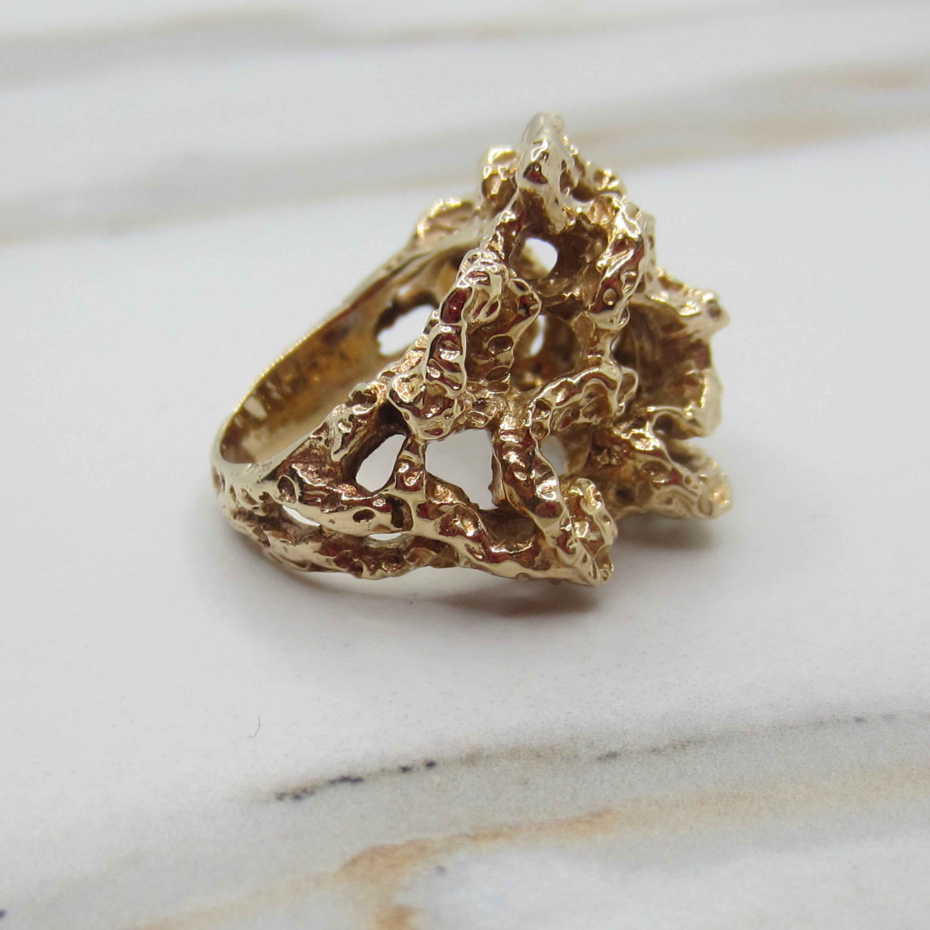Vintage 14K Gold Organic Brutalist / Modernist Ring c.1970s
