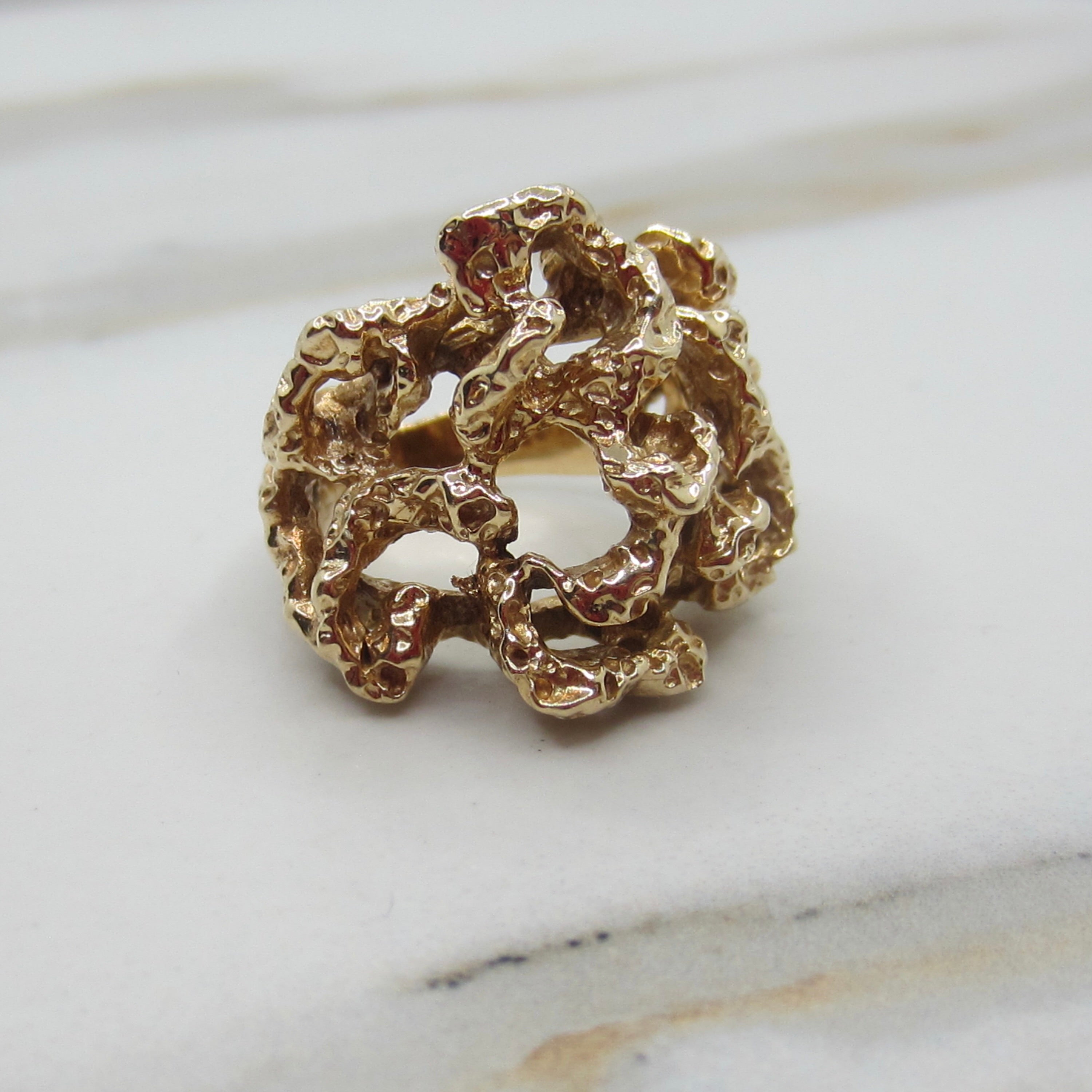 Vintage 14K Gold Organic Brutalist / Modernist Ring c.1970s