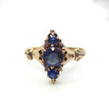 Antique Victorian 14k Gold Natural Sapphire Three Stone Ring c.1890s