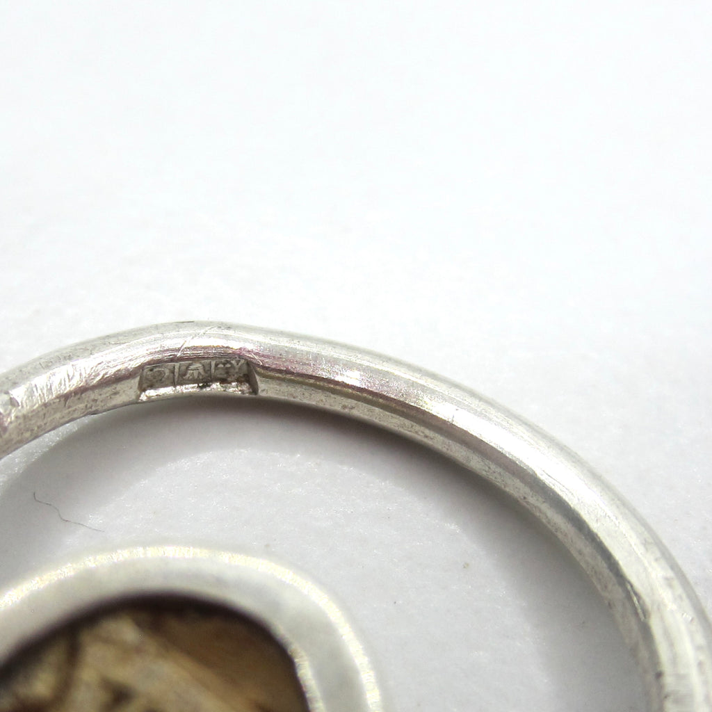 Antique Faience Scarab Flip Ring / Sterling Silver Egyptian Revival Scarab Ring c.1970s