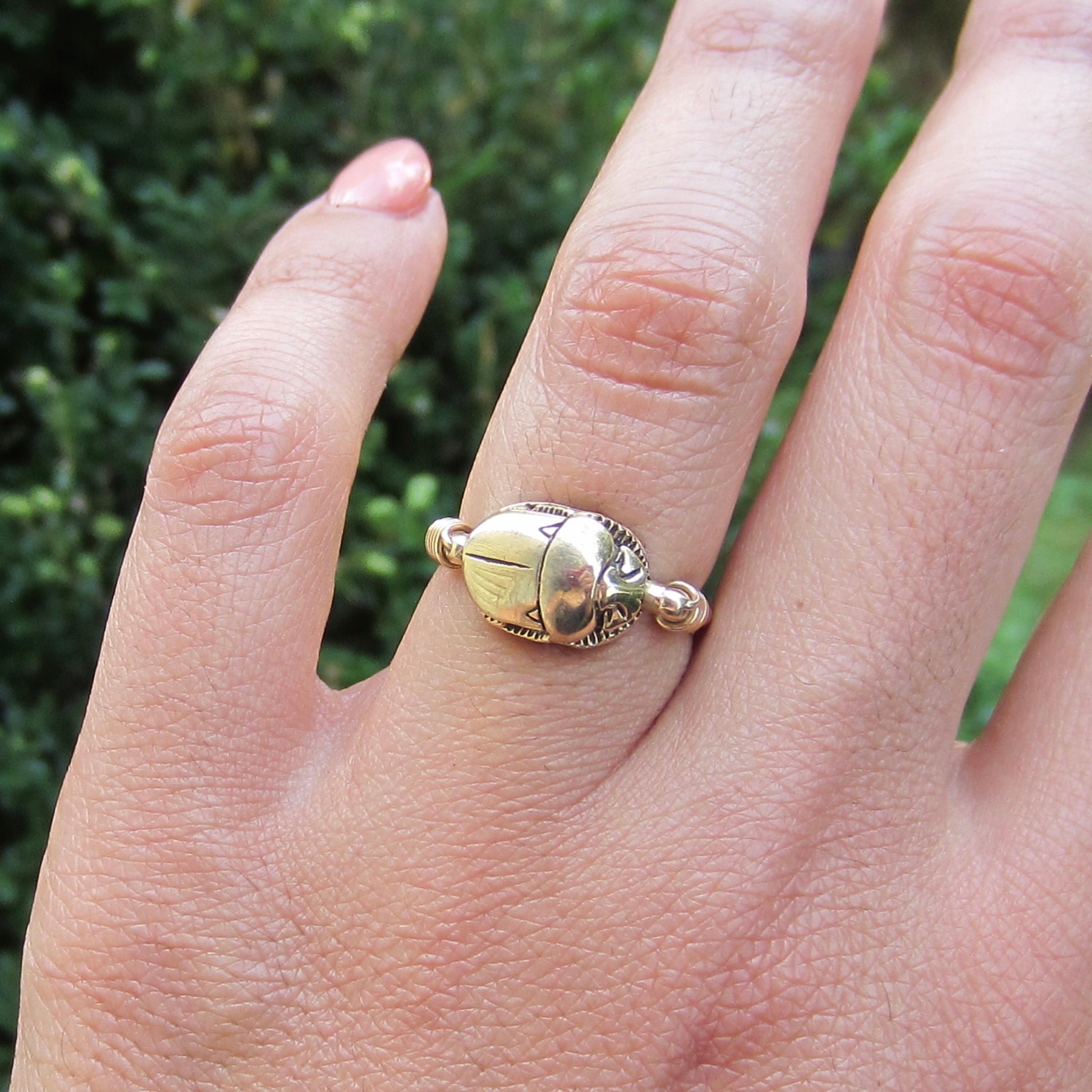 Vintage 14k Gold Egyptian Revival Scarab Spinner Flip Ring