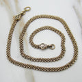 Antique Victorian 14K Gold Black Enamel Woven Chain Necklace c.1880s