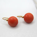 French 18k Yellow Gold Earrings with Natural Coral c.1900