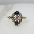 Art Deco 14k Gold Ring with Natural Sapphires and Diamonds c.1920s