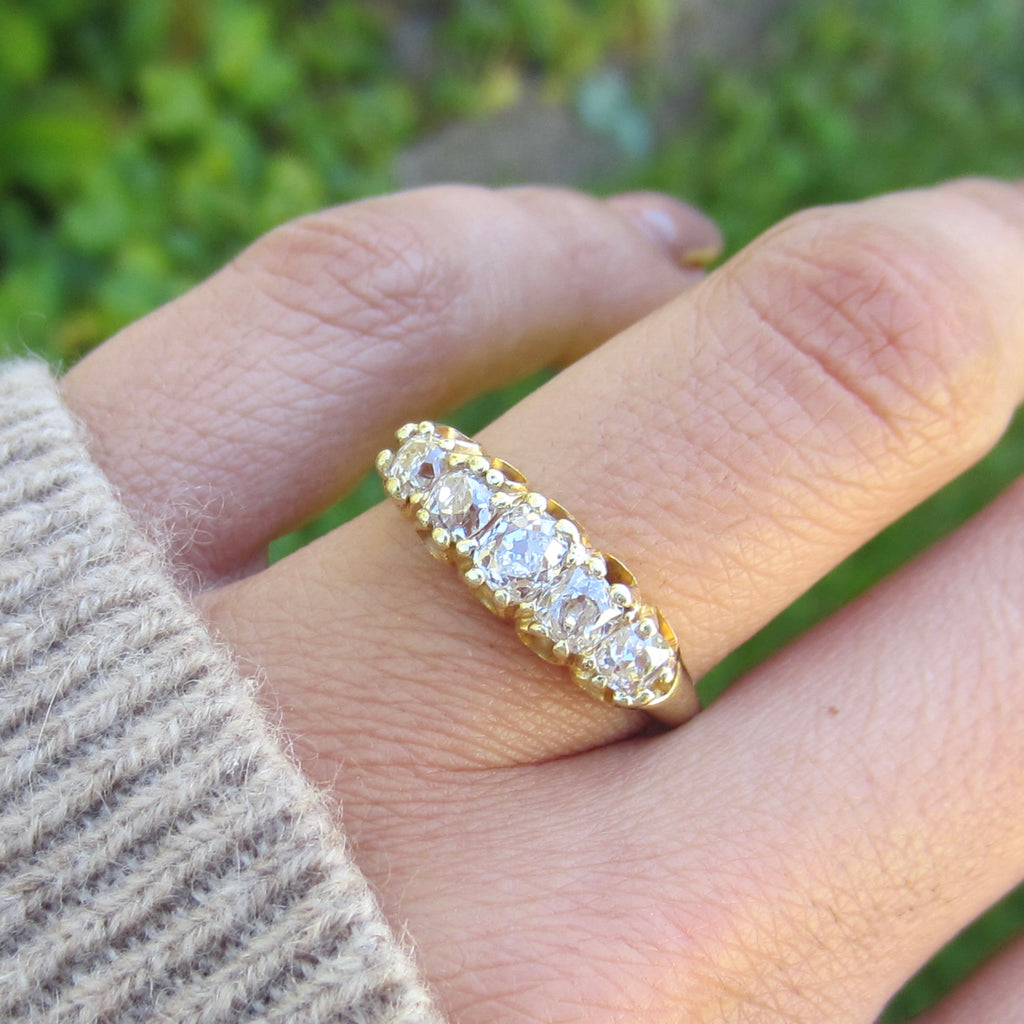 Antique Victorian 18k Gold 1.20ctw Old Mine Cut Diamond Ring