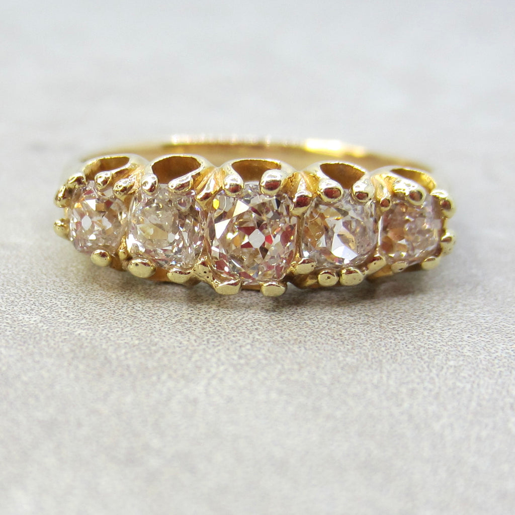 Antique Victorian 18k Gold 1.20ctw Old Mine Cut Diamond Ring