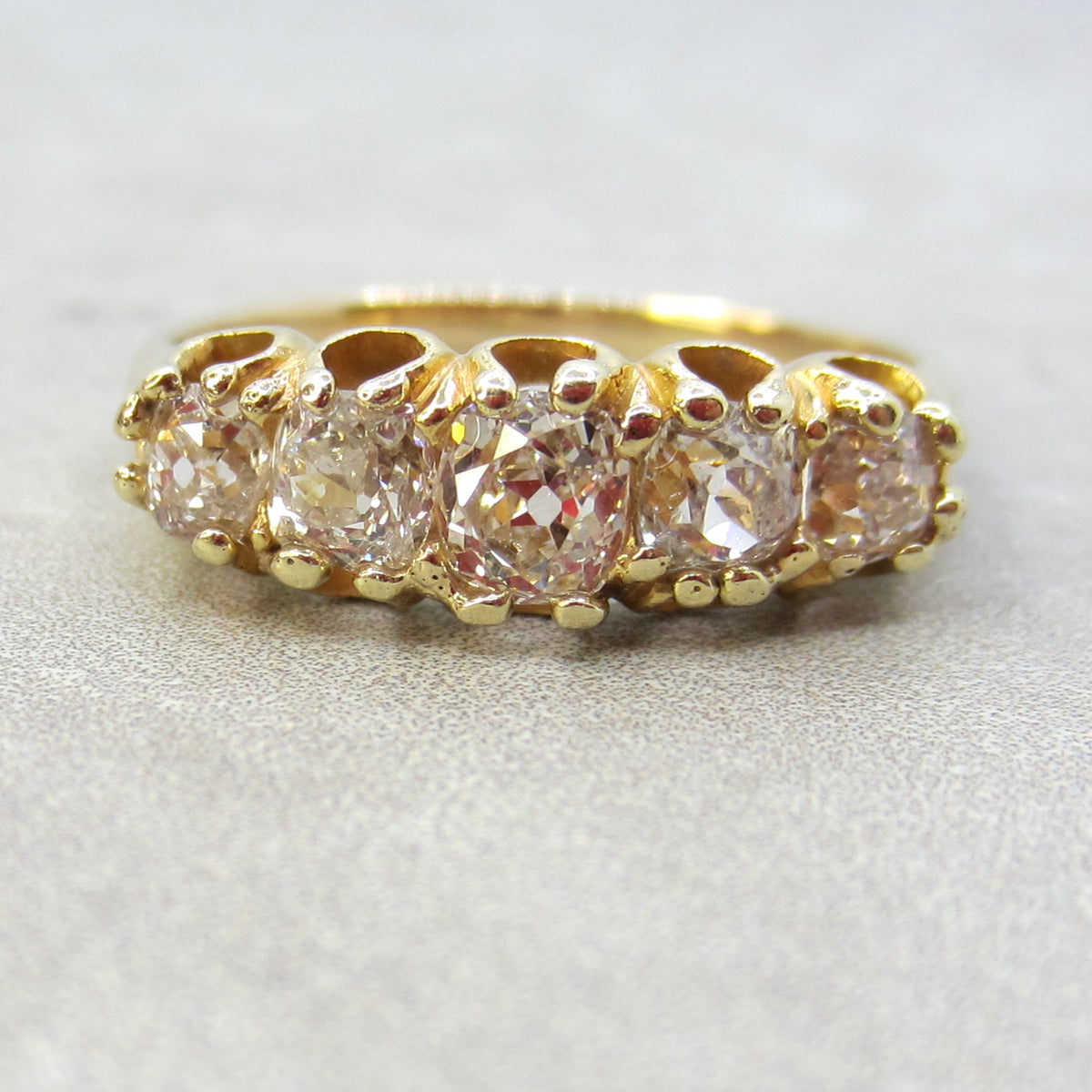 Antique Victorian 18k Gold 1.20ctw Old Mine Cut Diamond Ring
