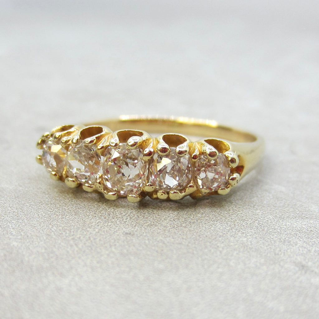 Antique Victorian 18k Gold 1.20ctw Old Mine Cut Diamond Ring