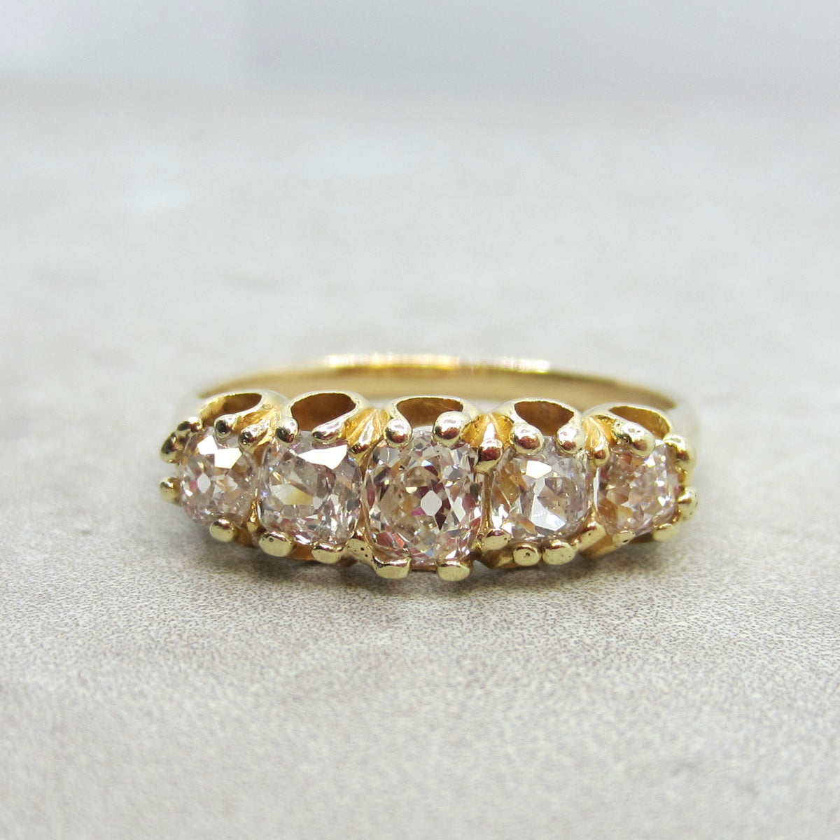 Antique Victorian 18k Gold 1.20ctw Old Mine Cut Diamond Ring