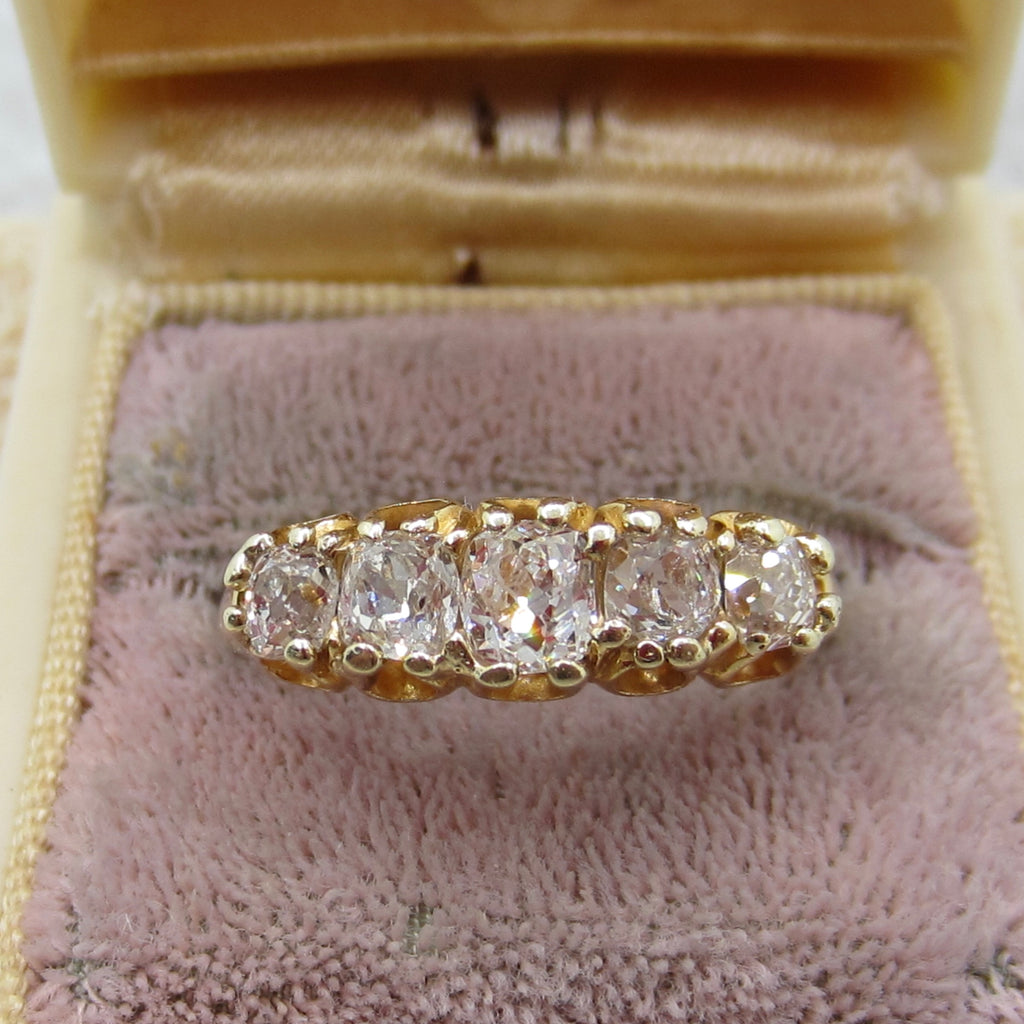 Antique Victorian 18k Gold 1.20ctw Old Mine Cut Diamond Ring