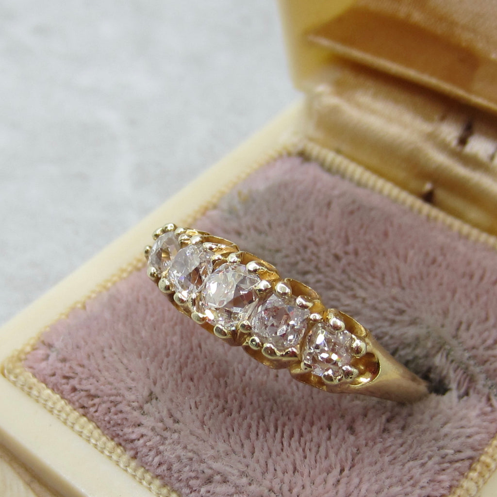 Antique Victorian 18k Gold 1.20ctw Old Mine Cut Diamond Ring