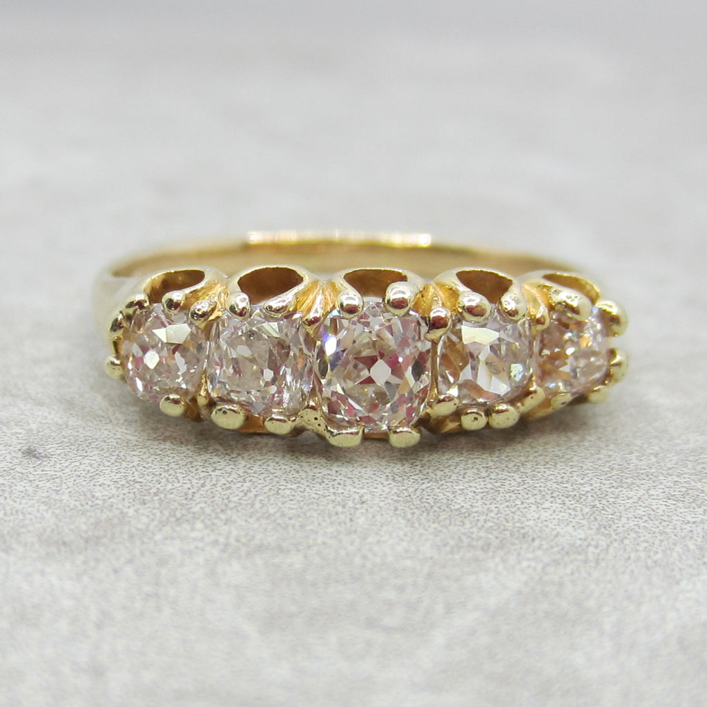 Antique Victorian 18k Gold 1.20ctw Old Mine Cut Diamond Ring