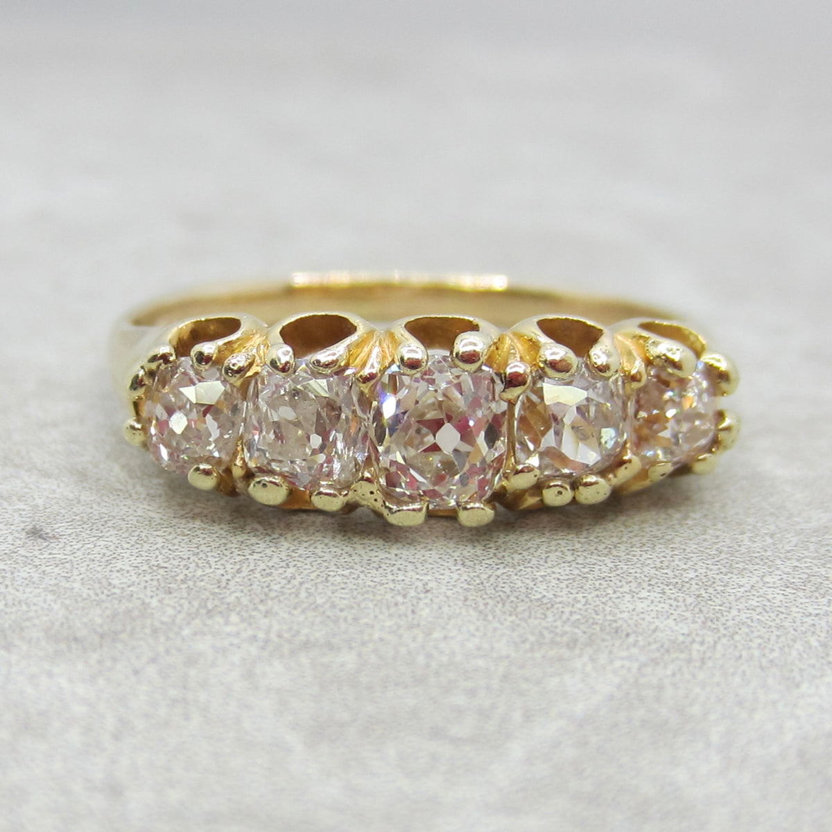 Antique Victorian 18k Gold 1.20ctw Old Mine Cut Diamond Ring