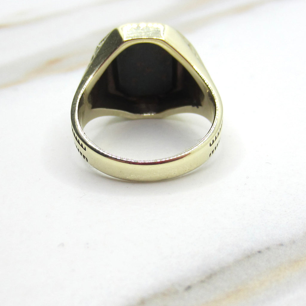 Vintage Art Deco Egyptian Revival 14k Gold Bloodstone Signet Ring