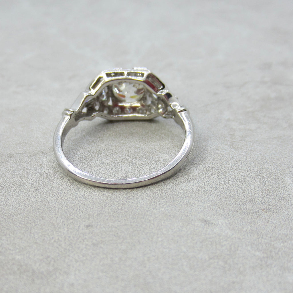 Antique Art Deco Platinum 1.24 ctw Natural Diamond Ring .82ct Old European Cut