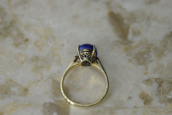 Vintage Mid Century 14k Gold Lapis Lazuli Ring