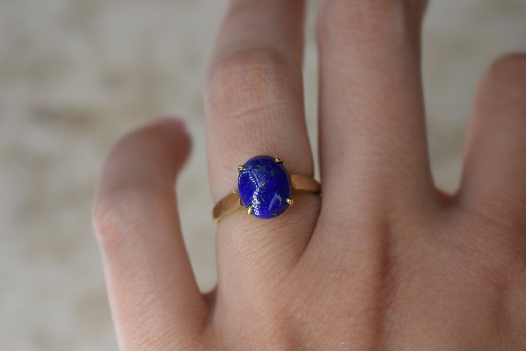 Vintage Mid Century 14k Gold Lapis Lazuli Ring