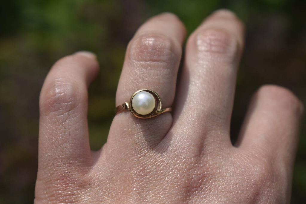 Vintage 14k Cultured Pearl Ring c.1970s