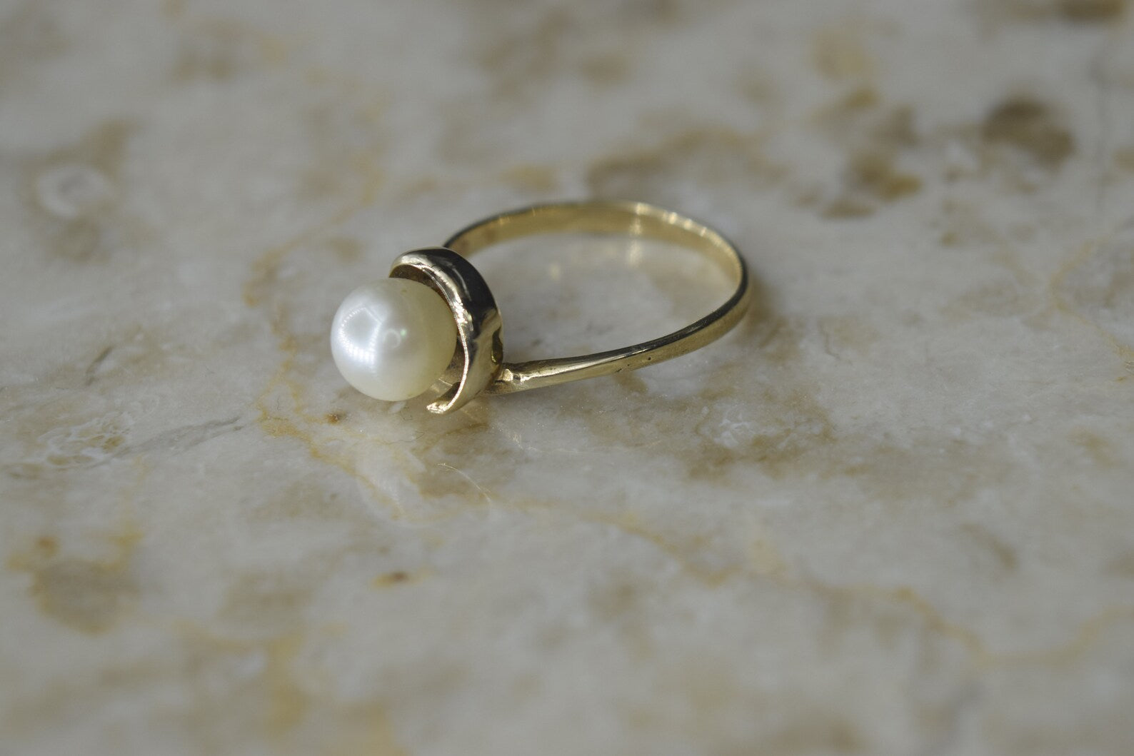 Vintage 14k Cultured Pearl Ring c.1970s