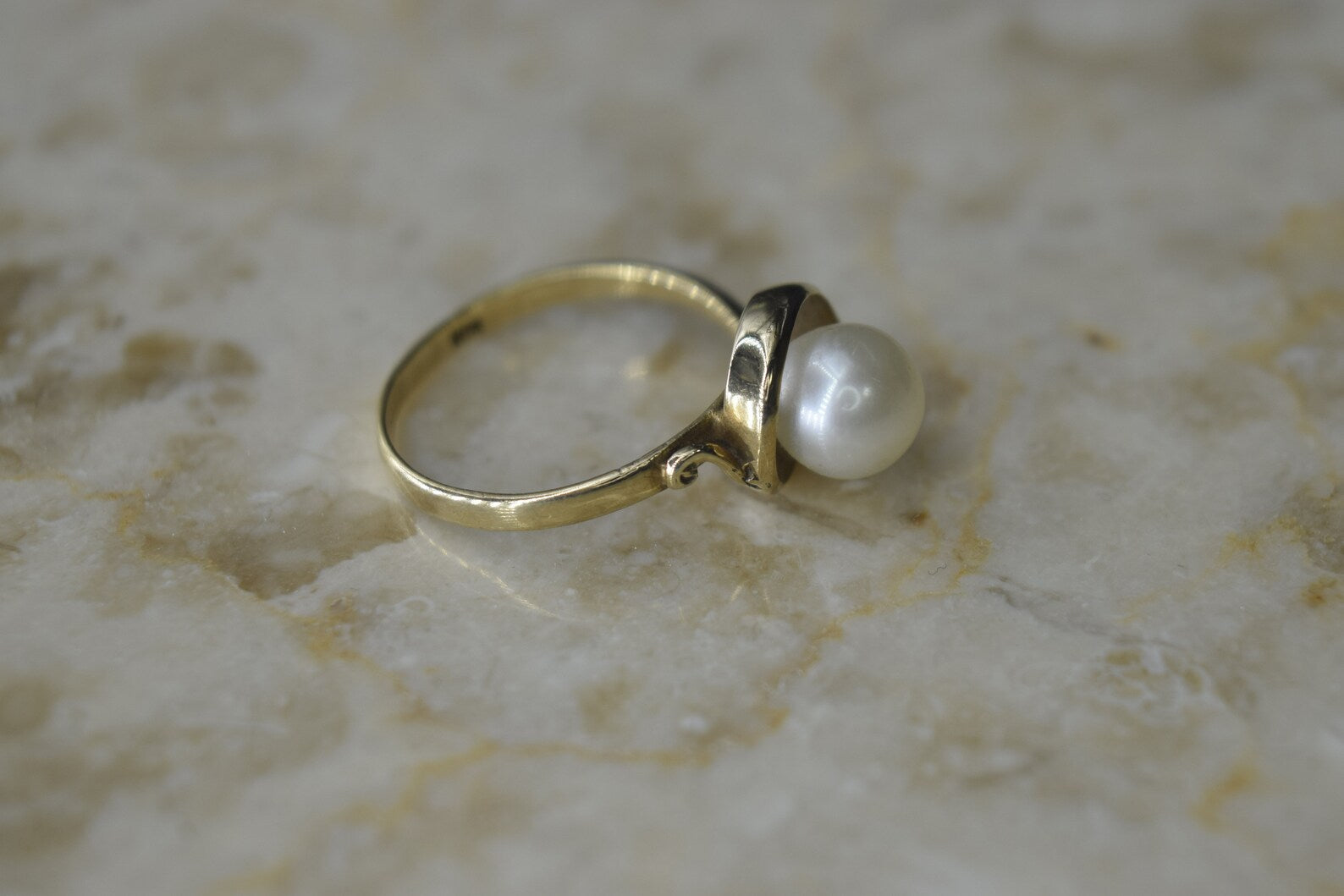 Vintage 14k Cultured Pearl Ring c.1970s
