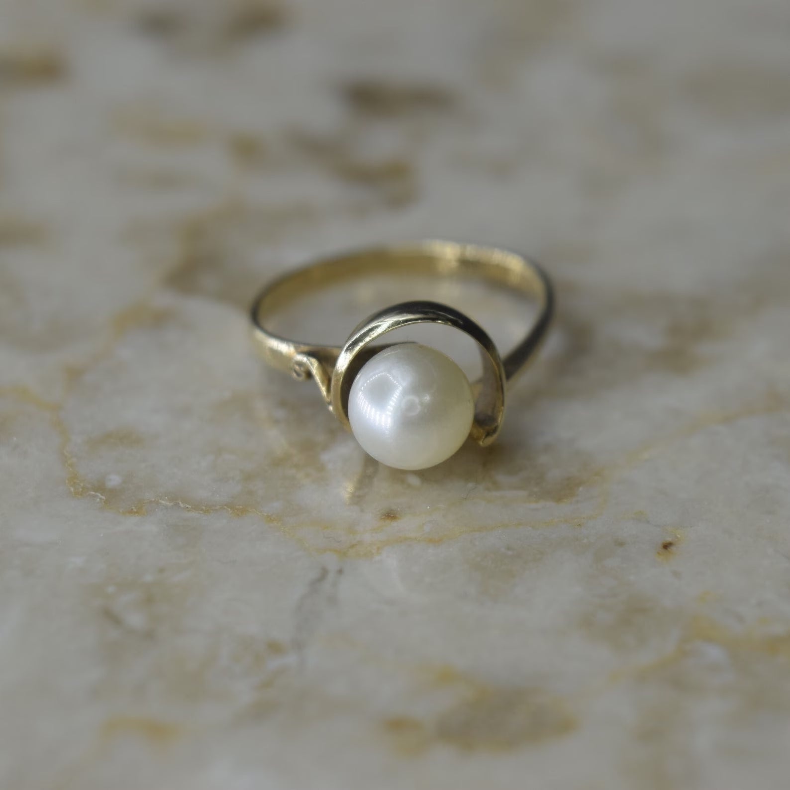 Vintage 14k Cultured Pearl Ring c.1970s