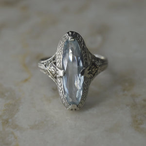 Antique Art Deco 14k Gold Aquamarine Ring c.1920s