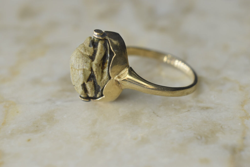 Antique Victorian Egyptian Revival 18k Gold Scarab Ring