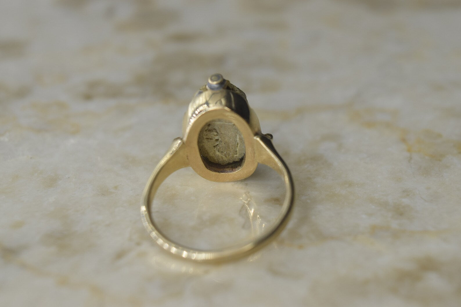 Antique Victorian Egyptian Revival 18k Gold Scarab Ring