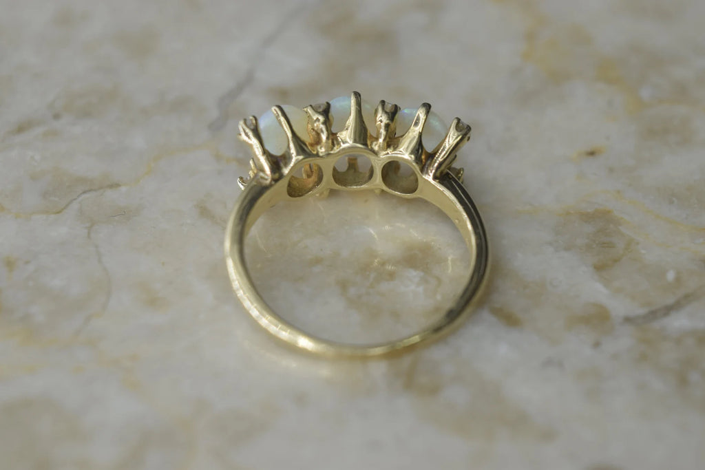 Vintage 14k Gold Opal and Diamond Ring c.1960s